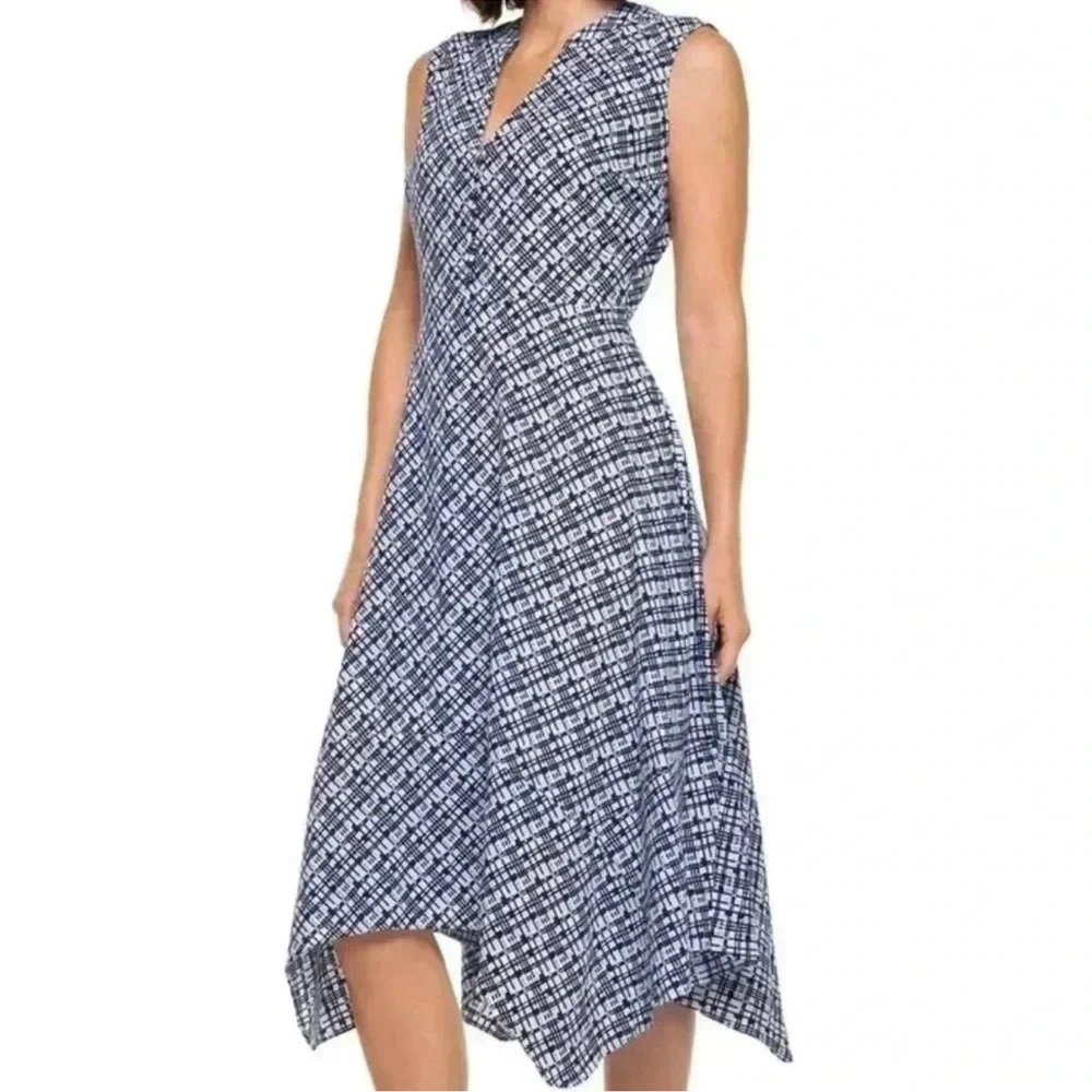 Coolibar NWT Handkerchief Hem Blue and White Dress - Picture 2 of 14
